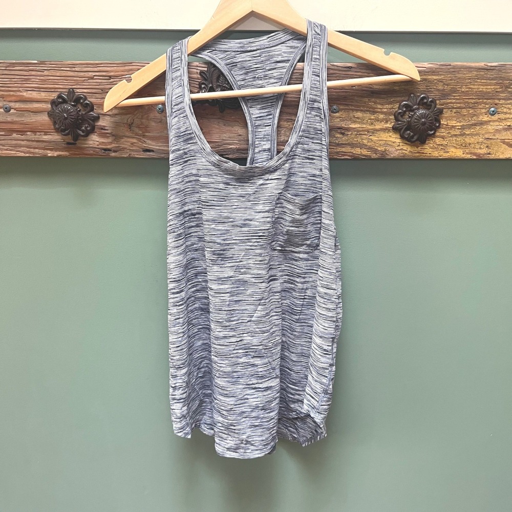 Lululemon Grey Space Dye Racerback Tank Top with Pocket Womens‎ Activewear